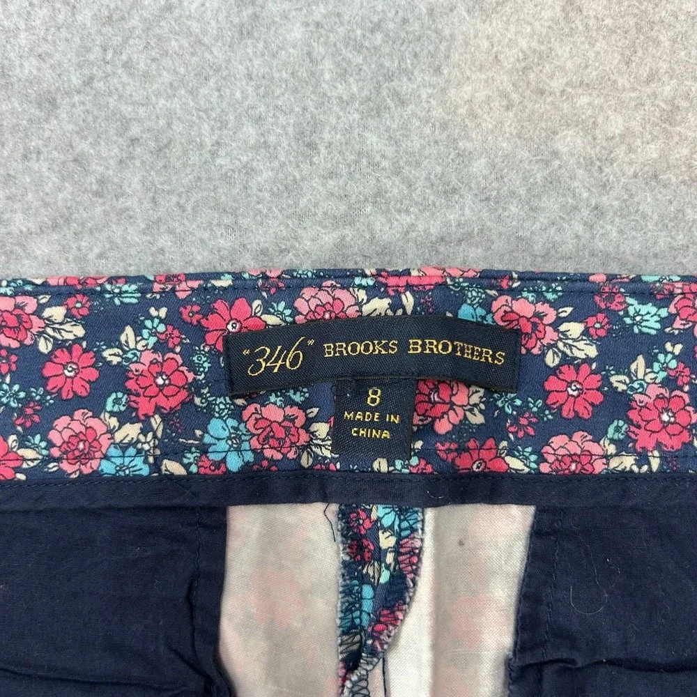 Brooks Brothers Womens Shorts Blue Pink Floral Casual Spring Summer Preppy Sz 8 - Picture 8 of 13